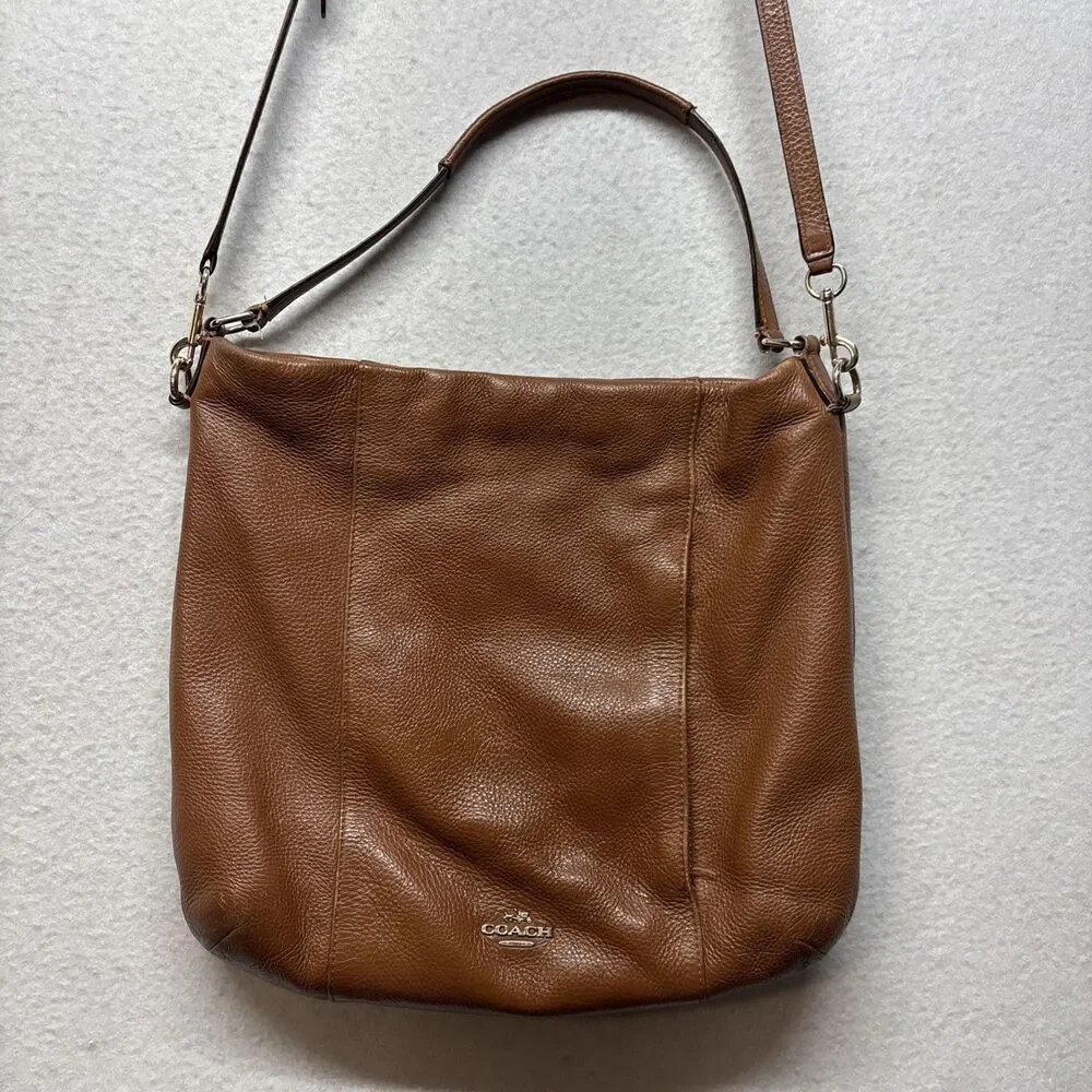 Coach Brown Pebbled Leather Madison Isabelle Hobo Bag Purse Shoulder Crossbody